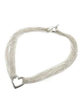 Tiffany & Co 925 Sterling Silver Open Heart Toggle Necklace 40